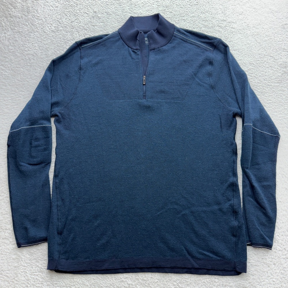 Smartwool Intraknit Merino 200 Mens XL Quarter Zip Pullover Navy Blue Activewear